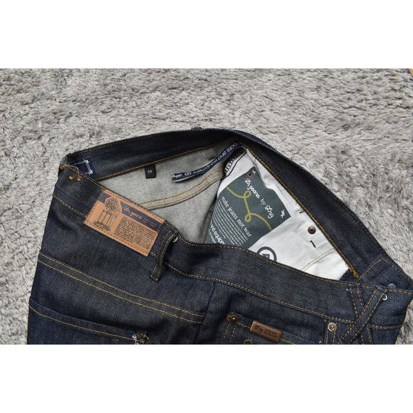 Y2K Baggy LRG Mens Straight Jeans Blue Cotton 34x30 Dark Wash Baggy - Picture 9 of 9